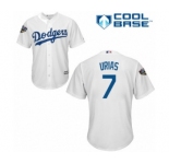 Youth Majestic Los Angeles Dodgers #7 Julio Urias Authentic White Home Cool Base 2018 World Series MLB Jersey