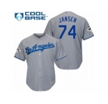 Youth Majestic Los Angeles Dodgers #74 Kenley Jansen Replica Grey Road 2017 World Series Bound Cool Base MLB Jersey