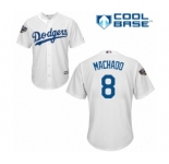 Youth Majestic Los Angeles Dodgers #8 Manny Machado Authentic White Home Cool Base 2018 World Series MLB Jersey