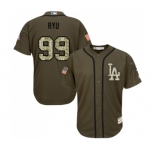 Youth Majestic Los Angeles Dodgers #99 Hyun-Jin Ryu Authentic Green Salute to Service MLB Jersey