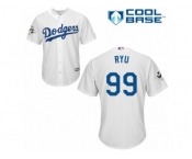 Youth Majestic Los Angeles Dodgers #99 Hyun-Jin Ryu Replica White Home 2017 World Series Bound Cool Base MLB Jersey