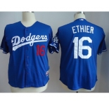 youth mlb jerseys los angeles dodgers #16 ethler blue