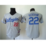 youth mlb jerseys los angeles dodgers #22 kershaw grey