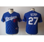 youth mlb jerseys los angeles dodgers #27 kemp blue