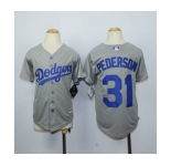 youth mlb jerseys los angeles dodgers #31 pederson grey