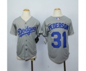 youth mlb jerseys los angeles dodgers #31 pederson grey