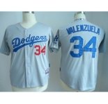 youth mlb los angeles dodgers #34 valenzuela grey