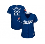 Women Los Angeles Dodgers #22 Clayton Kershaw Majestic Royal 2018 Spring Training Cool Base Player Jersey