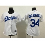 Women Los Angeles Dodgers #34 Fernando Valenzuela White Lady Fashion Stitched Baseball Jersey