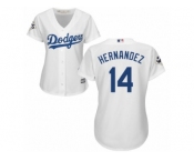 Women Majestic Los Angeles Dodgers #14 Enrique Hernandez Replica White Home 2017 World Series Bound Cool Base MLB Jersey