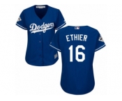 Women Majestic Los Angeles Dodgers #16 Andre Ethier Replica Royal Blue Alternate 2017 World Series Bound Cool Base MLB Jersey