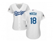 Women Majestic Los Angeles Dodgers #18 Kenta Maeda Replica White Home 2017 World Series Bound Cool Base MLB Jersey