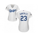 Women Majestic Los Angeles Dodgers #23 Adrian Gonzalez Replica White Home 2017 World Series Bound Cool Base MLB Jersey
