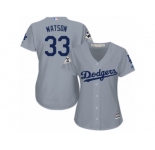 Women Majestic Los Angeles Dodgers #33 Tony Watson Replica Grey Road 2017 World Series Bound Cool Base MLB Jersey
