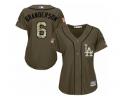 Women Majestic Los Angeles Dodgers #6 Curtis Granderson Authentic Green Salute to Service MLB Jersey