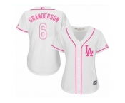 Women Majestic Los Angeles Dodgers #6 Curtis Granderson Authentic White Fashion Cool Base MLB Jersey