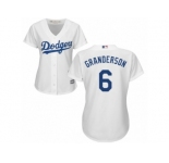 Women Majestic Los Angeles Dodgers #6 Curtis Granderson Authentic White Home Cool Base MLB Jersey