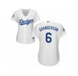 Women Majestic Los Angeles Dodgers #6 Curtis Granderson Replica White Home 2017 World Series Bound Cool Base MLB Jersey