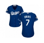 Women Majestic Los Angeles Dodgers #7 Julio Urias Replica Royal Blue Alternate 2017 World Series Bound Cool Base MLB Jersey