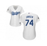 Women Majestic Los Angeles Dodgers #74 Kenley Jansen Replica White Home 2017 World Series Bound Cool Base MLB Jersey