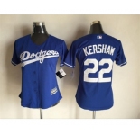 Women's L.A. Dodgers #22 Clayton Kershaw Majestic Blue Cool Base Player Jersey