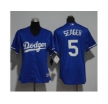 Women's Los Angeles Dodgers #5 Corey Seager Blue Alternate Stitched MLB Jersey