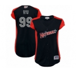 Women's Los Angeles Dodgers #99 Hyun-Jin Ryu Authentic Navy Blue National League 2019 Baseball All-Star Jersey