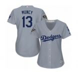 Women's Majestic Los Angeles Dodgers #13 Max Muncy Authentic Grey Road Cool Base 2018 World Series MLB Jersey