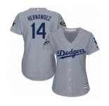 Women's Majestic Los Angeles Dodgers #14 Enrique Hernandez Authentic Grey Road Cool Base 2018 World Series MLB Jersey