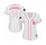 Women's Majestic Los Angeles Dodgers #14 Enrique Hernandez Authentic White Fashion Cool Base 2018 World Series MLB Jersey