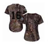 Women's Majestic Los Angeles Dodgers #16 Andre Ethier Authentic Camo Realtree Collection Flex Base 2018 World Series MLB Jersey