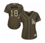 Women's Majestic Los Angeles Dodgers #18 Kenta Maeda Authentic Green Salute to Service 2018 World Series MLB Jersey