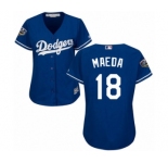 Women's Majestic Los Angeles Dodgers #18 Kenta Maeda Authentic Royal Blue Alternate Cool Base 2018 World Series MLB Jersey