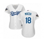 Women's Majestic Los Angeles Dodgers #18 Kenta Maeda Authentic White Home Cool Base 2018 World Series MLB Jersey