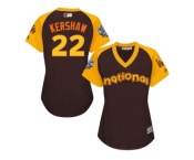 Women's Majestic Los Angeles Dodgers #22 Clayton Kershaw Authentic Brown 2016 All-Star National League BP Cool Base MLB Jersey