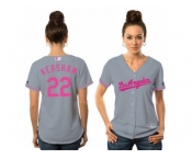 Women's Majestic Los Angeles Dodgers #22 Clayton Kershaw Authentic Grey Mother's Day Cool Base MLB Jersey