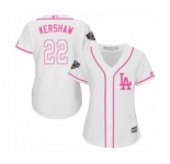 Women's Majestic Los Angeles Dodgers #22 Clayton Kershaw Authentic White Fashion Cool Base 2018 World Series MLB Jersey