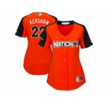 Women's Majestic Los Angeles Dodgers #22 Clayton Kershaw Replica Orange National League 2017 MLB All-Star MLB Jersey
