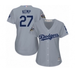 Women's Majestic Los Angeles Dodgers #27 Matt Kemp Authentic Grey Road Cool Base 2018 World Series MLB Jersey