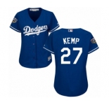 Women's Majestic Los Angeles Dodgers #27 Matt Kemp Authentic Royal Blue Alternate Cool Base 2018 World Series MLB Jersey