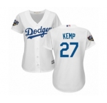 Women's Majestic Los Angeles Dodgers #27 Matt Kemp Authentic White Home Cool Base 2018 World Series MLB Jersey