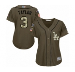 Women's Majestic Los Angeles Dodgers #3 Chris Taylor Authentic Green Salute to Service 2018 World Series MLB Jersey