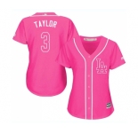 Women's Majestic Los Angeles Dodgers #3 Chris Taylor Authentic Pink Fashion Cool Base MLB Jersey
