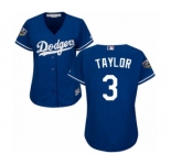 Women's Majestic Los Angeles Dodgers #3 Chris Taylor Authentic Royal Blue Alternate Cool Base 2018 World Series MLB Jersey