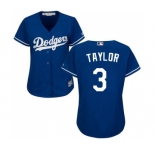 Women's Majestic Los Angeles Dodgers #3 Chris Taylor Authentic Royal Blue Alternate Cool Base MLB Jersey