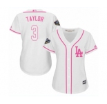 Women's Majestic Los Angeles Dodgers #3 Chris Taylor Authentic White Fashion Cool Base 2018 World Series MLB Jersey