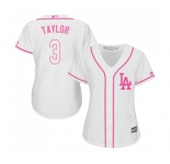 Women's Majestic Los Angeles Dodgers #3 Chris Taylor Authentic White Fashion Cool Base MLB Jersey