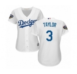 Women's Majestic Los Angeles Dodgers #3 Chris Taylor Authentic White Home Cool Base 2018 World Series MLB Jersey