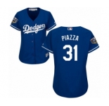Women's Majestic Los Angeles Dodgers #31 Mike Piazza Authentic Royal Blue Alternate Cool Base 2018 World Series MLB Jersey