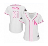 Women's Majestic Los Angeles Dodgers #31 Mike Piazza Authentic White Fashion Cool Base 2018 World Series MLB Jersey